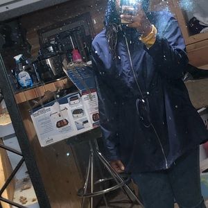 Long Navy Raincoat